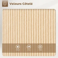 HOMCOM Lot de 2 tabourets de bar en tissu velours côtelé, chaises de bar avec dossier courbé, repose-pieds, 49x52x88cm, beige(m-5)