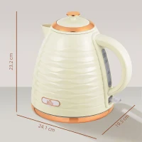 HOMCOM 3kW Rapid Boil Honeycomb Kettle - Cream White(m-3)