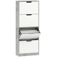 HOMCOM Dulap pentru Pantofi, Economisitor de Spațiu, Modern, cu 4 Uși, pentru 16 Perechi de Pantofi, 62.5x26x156 cm, Gri Ciment(m-1)