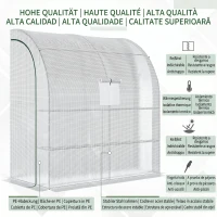 Outsunny 7' x 3' x 7' Outdoor Walk-In Greenhouse, Plant Nursery with Roll-up Windows, PE Cover, and 3 Wire Shelves, White(m-8)