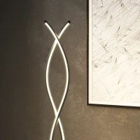 HOMCOM Lampada da Terra LED a Doppia Spirale, Lampada da Salotto con Luminosità Regolabile, Interruttore a Pedale, Nero(m-9)