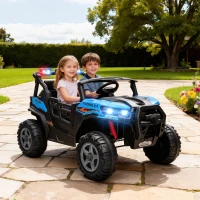 AIYAPLAY 24V Electric Ride on Car, 2-Seater Electric Car for Kids with Remote, Bluetooth, Soft Start, Suspension Spring, Blue(m-10)