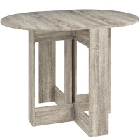 HOMCOM Space-saving Drop Leaf Table, Folding Dining Table for Small Space, Kitchen, Dining Room, Grey(m-1)