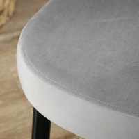 HOMCOM Set van 4 eetkamerstoelen, accentstoelen voor keukens en eetkamers, stoelenset, velourslook, lichtgrijs+zwart(m-7)