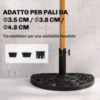 Outsunny Base per Ombrellone Semicircolare da 9 kg in HDPE, Cemento e Metallo con Motivi Floreali, Ø50x32x32 cm, Nero(m-4)