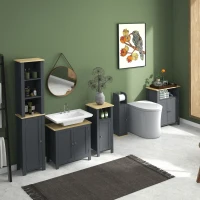 kleankin Mobiletto Bagno a 3 Ripiani in MDF e Truciolato con Ripiano Interno Regolabile, 60x30x80.5 cm(m-2)