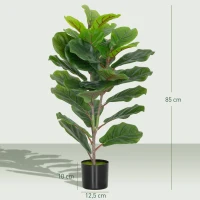 HOMCOM Pianta Finta Ficus Lyrata Alta 80 cm per Interni con Vaso, Decorazione per Casa e Ufficio, Verde(m-3)