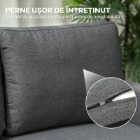 HOMCOM Divan Pat cu 3 Locuri și Chaise și Spațiu de Depozitare, din Țesătură cu Efect de Lin, 197x129x85 cm, Gri Antracit(m-8)