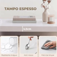 HOMCOM Mesa de Centro Mesa de Café para Sala com Prateleira Aberta Tampo Grosso para Sala Escritório 90x45x44,5 cm Branco(m-4)