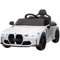 AIYAPLAY Macchina Elettrica per Bambini a Licenza BMW M4 con Telecomando, Clacson e Fari, Auto Elettrica in PP e Metallo, 108x69.5x51 cm, Bianca(m-11)
