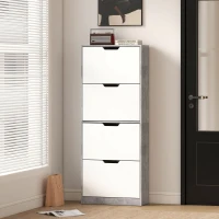 HOMCOM Dulap pentru Pantofi, Economisitor de Spațiu, Modern, cu 4 Uși, pentru 16 Perechi de Pantofi, 62.5x26x156 cm, Gri Ciment(m-8)