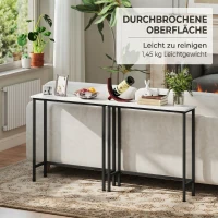 HOMCOM Masă consolă de intrare cu blat cu efect de marmură, din lemn și oțel, 75x24x76 cm, alb și negru(m-8)