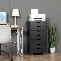 Vinsetto Caisson de bureau à roulette meuble rangement bureau avec 7 tiroirs organisateur pour documents, format A4 ou lettres(m-10)