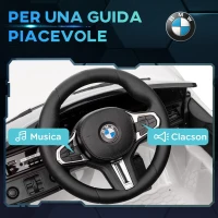 AIYAPLAY Macchina Elettrica per Bambini a Licenza BMW M4 con Telecomando, Clacson e Fari, Auto Elettrica in PP e Metallo, 108x69.5x51 cm, Bianca(m-7)
