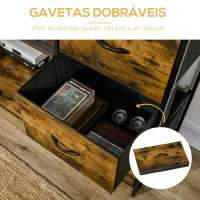 HOMCOM Armário com 3 Gavetas de Tecido Dobráveis e 2 Prateleiras Abertas Armário Multifuncional 44x40x155cm Marrom Rústico(m-5)