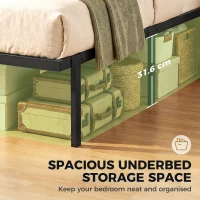 HOMCOM 3ft Single Bed Frame with Underbed Storage, Metal Platform Bed Frame with Steel Slat Support, No Box Spring Needed(m-5)