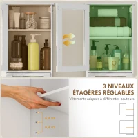 HOMCOM Meuble colonne salle de bain, meuble de rangement avec tiroir, 2 portes et étagère réglable, 40 x 31 x 170 cm, blanc(m-5)