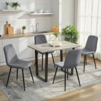 HOMCOM Conjunto de 4 Cadeiras de Jantar Modernas Cadeiras de Cozinha Estofadas em Veludo com Pés de Aço 45x54x87 cm Cinza(m-6)