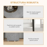 HOMCOM Set de Masă pentru 3 Persoane cu Masă de Bucătărie 80x80x76 cm și 2 Scaune Moderne 41x50x97 cm, Gri(m-7)