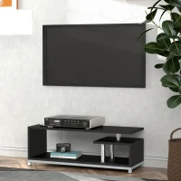 HOMCOM Mobile TV Moderno con Ripiano in Legno, Mobiletto Tavolino Basso da Salotto 114x40x40.5cm, Nero(m-10)