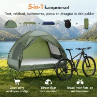 Outsunny Campingbed Hoog Met Matras Draagbaar Camping Groen(m-5)