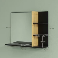 HOMCOM Specchiera Bagno Moderna da Parete a 4 Ripiani in Legno, 45x15x58.5cm, Nero(m-3)