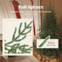 HOMCOM 7 ft Full Spruce Christmas Tree with Realistic Dense Tips, Easy Assembly - Green(m-5)