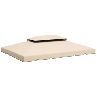 Outsunny Toile de rechange pour pavillon tonnelle tente toit de remplacement gazebo de jardin tissu polyester 4 x 3 m crème(m-11)