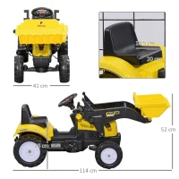 HOMCOM Ride On Tractor, Toddler Excavator Toy, Pretend Play Construction Truck with Adjustable Bucket, Horn for 3 Years+(m-3)