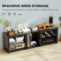 HOMCOM 70" TV Stand, with LED Lights and Storage - Black(m-5)