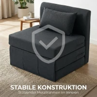 HOMCOM 2-in-1 Schlafsessel Klappbares Sofa-Bett mit Leinenstruktur, Gepolstertes Gästebett Klappstuhl, Dunkelgrau(m-6)
