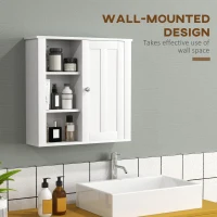 HOMCOM Bathroom Cabinet, Modern Bathroom Wall Cabinet with Adjustable Shelves and Cupboard, 53W x 15D x 51H cm, White(m-4)