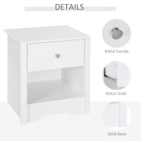 HOMCOM Bedside Table, Nightstand with Drawer and Open Shelf, End Table for Living room, Bedroom, Set of 2, White(m-5)