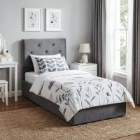 HOMCOM Single Bed Frame Gas End Lift Under Bed Storage Upholstered Platform Bed Tufted Headboard for 90 x 190 cm Mattress(m-10)