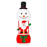 HOMCOM Babbo Natale Gonfiabile su Mongolfiera, Decorazione Natalizia da Esterno con Luci LED - Multicolore(m-10)