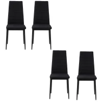 HOMCOM Conjunto de 4 Cadeiras de Sala de Jantar Estofadas em Linho com Pernas em Metal Cadeiras Modernas para Cozinha Quarto Suporta até 120 kg 41x50x97 cm Preto(m-14)