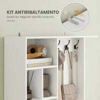 HOMCOM Appendiabiti 180 cm con Panca Porta Scarpe, Soluzione 4-in-1 con Ripiano Regolabile, 4 Ganci e Scomparti Aperti, per Ingresso Soggiorno, Bianco(m-7)