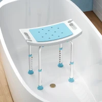 HOMCOM Shower Chair, Adjustable Height Shower Stool with Aluminium Frame and Non-Slip Feet, Bathtub Stool Seat with Padded Seat for Elderly Disabled Handicap, Turquoise(m-10)