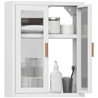 HOMCOM Armário de Casa de Banho de Parede com Portas de Acrílico Prateleira Ajustável Fecho Magnético 40x14x50 cm Branco(m-11)