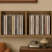 HOMCOM Wooden Shelf Organiser Unit, Wall Mounts Set of 2 84 CD / 56 DVD/Blu-ray/ Media Storage Racks 4 Cubes, Walnut Brown(m-9)