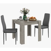 HOMCOM Set de Masă pentru 3 Persoane cu Masă de Bucătărie 80x80x76 cm și 2 Scaune Moderne 41x50x97 cm, Gri(m-11)