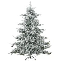 HOMCOM Weihnachtsbaum, Kunsttanne, 1,80m groß, üppige Form, realistisches Aussehen, schneebedeckte Zweige, Tannenzapfen(m-1)