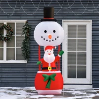 HOMCOM Babbo Natale Gonfiabile su Mongolfiera, Decorazione Natalizia da Esterno con Luci LED - Multicolore(m-2)