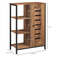 kleankin Móvel Auxiliar Casa de Banho com Porta de Ripas 3 Compartimentos Abertos Prateleira Ajustável 60x30x85 cm Castanho Rústico(m-3)