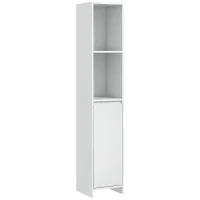HOMCOM Coluna Casa de Banho Armário Alto Casa de Banho com Porta 2 Prateleiras Abertas  Estilo Moderno 30x30x160 cm Branco(m-1)