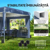 Outsunny Foișor Pliabil 3x3 m cu Pereți și Înălțime Reglabilă, Protecție UV 50+, Albastru Închis(m-6)