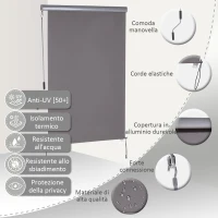 Outsunny Tenda Avvolgibile Parasole con Manovella, Installazione a Muro o Soffitto, 120x200cm, Grigio(m-5)