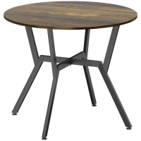 HOMCOM Dining Table, Round Kitchen Table with Black Legs, Anti-slip Foot Pads for Living Room, Dining Room 90 x 76 cm, Rustic Brown(m-1)
