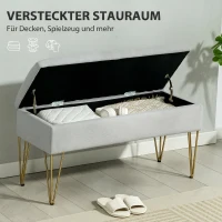 HOMCOM Banco para o Pé da Cama Estofado em Tecido Sintético com Pernas de Aço e Assento Acolchoado Cinzento Claro(m-5)