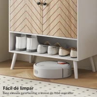 HOMCOM Sapateira com Desenho em Espiga Prateleiras Ajustáveis Compartimento Aberto para 15 Pares de Sapatos 75x35x97 cm Branco e Madeira(m-8)